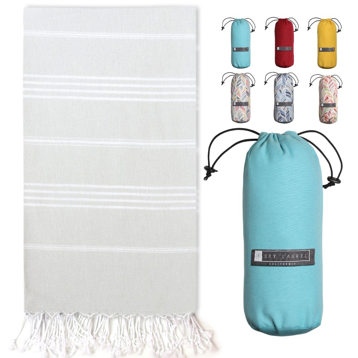 Light Grey With Plain Turquoise Bag