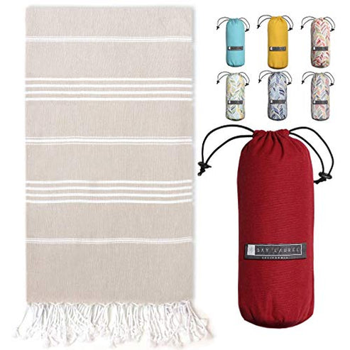 Turkish Beach Towel with Travel Bag – BAY LAUREL